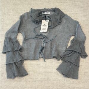 Zara Charcoal Layered Sleeve Cardigan